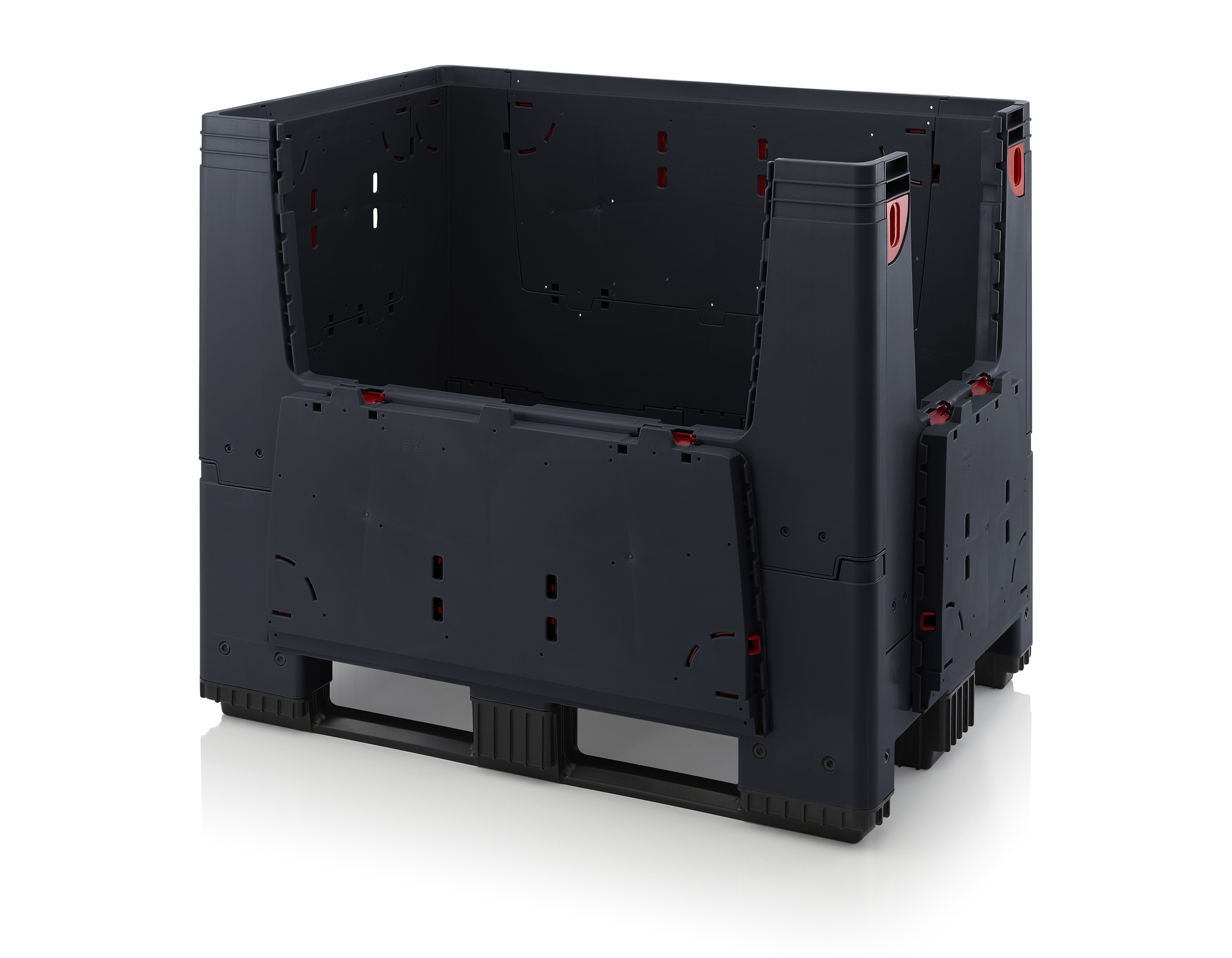 ESD KLK 1208K Складной ящик Bigbox с ESD-защитой на полозьях с четырьмя откидывающимися стенками 1200x800x1000 мм