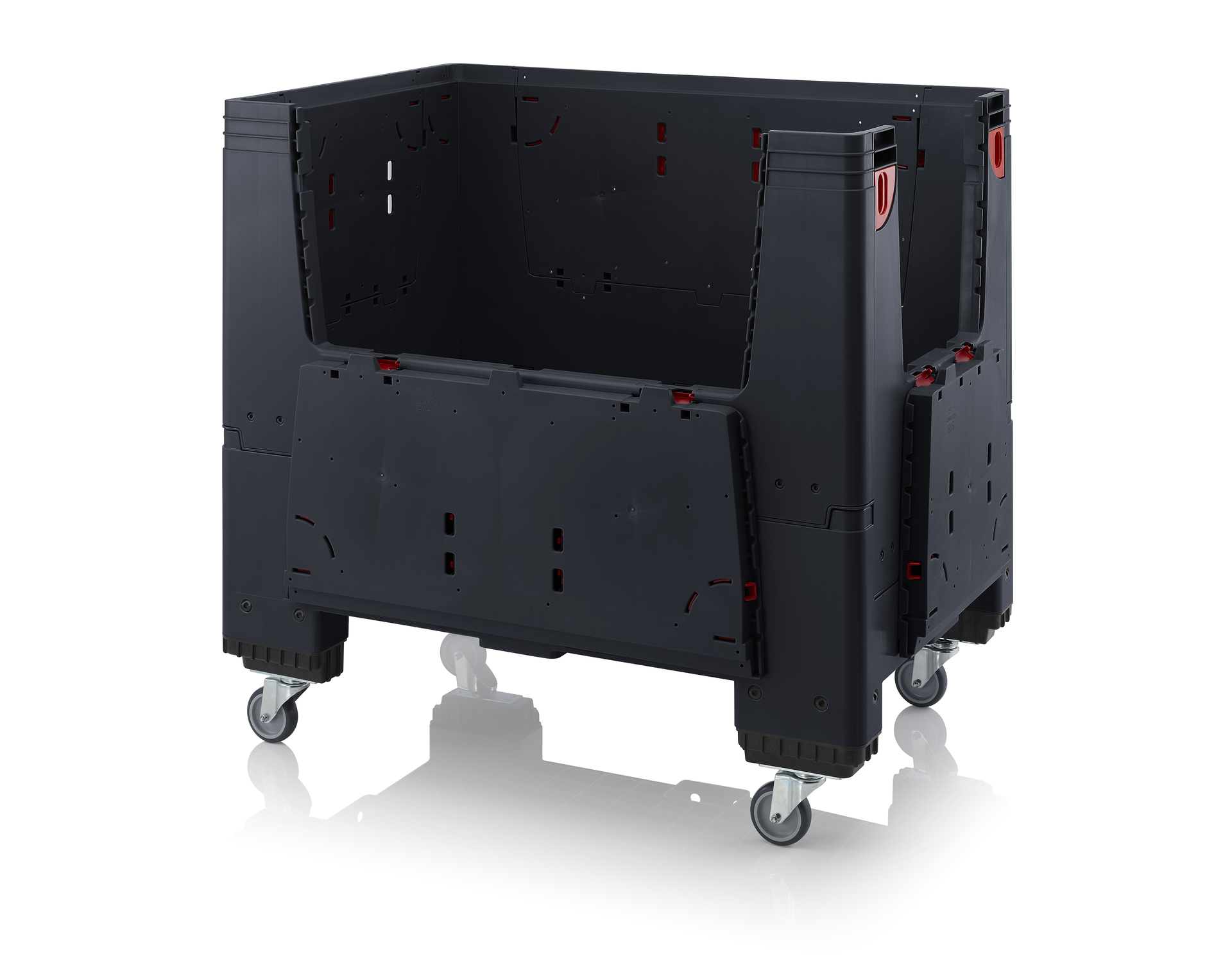 ESD KLK 1208R Складной ящик Bigbox с ESD-защитой на колесах с четырьмя откидывающимися стенками 1200x800x1000 мм
